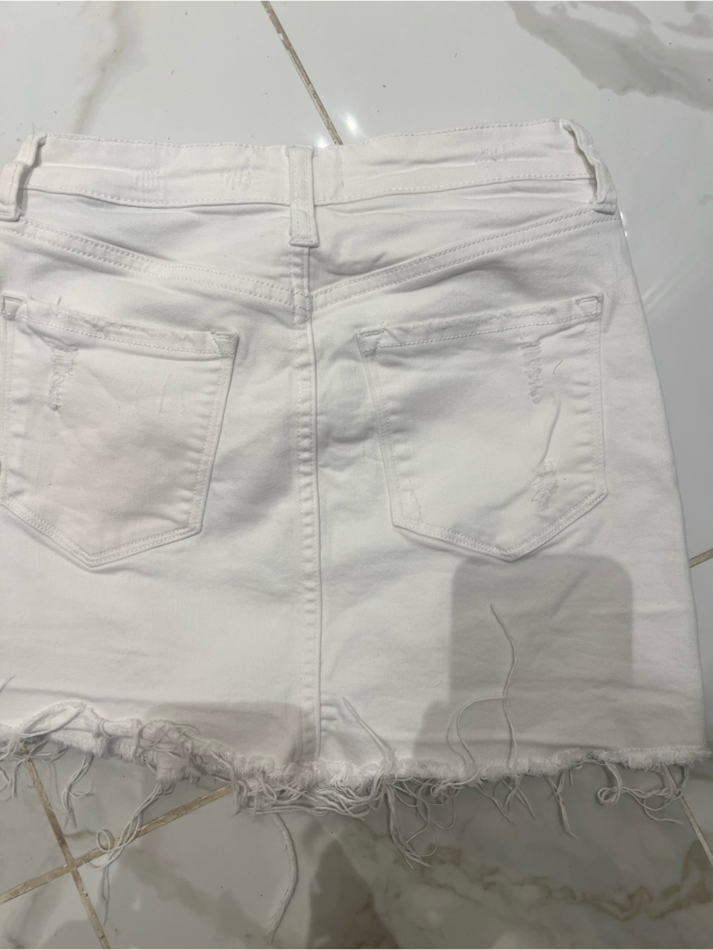 White Frayed Hem Women's Denim Shorts